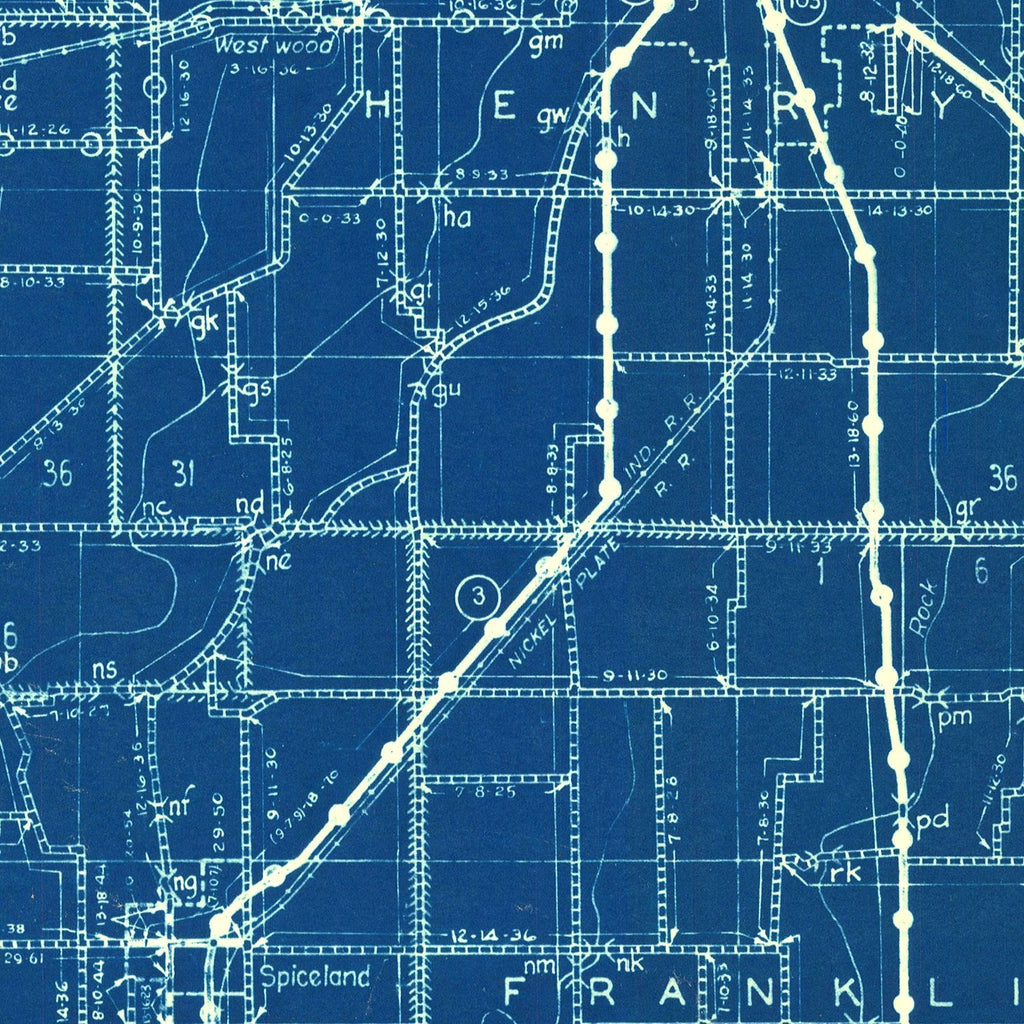 Vintage Map of Henry County, Indiana 1936