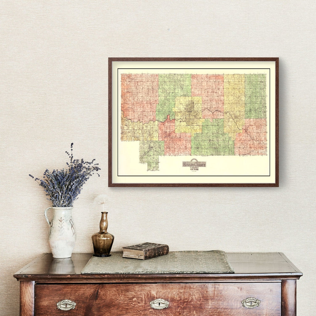 Vintage Map of Howard County, Indiana 1917