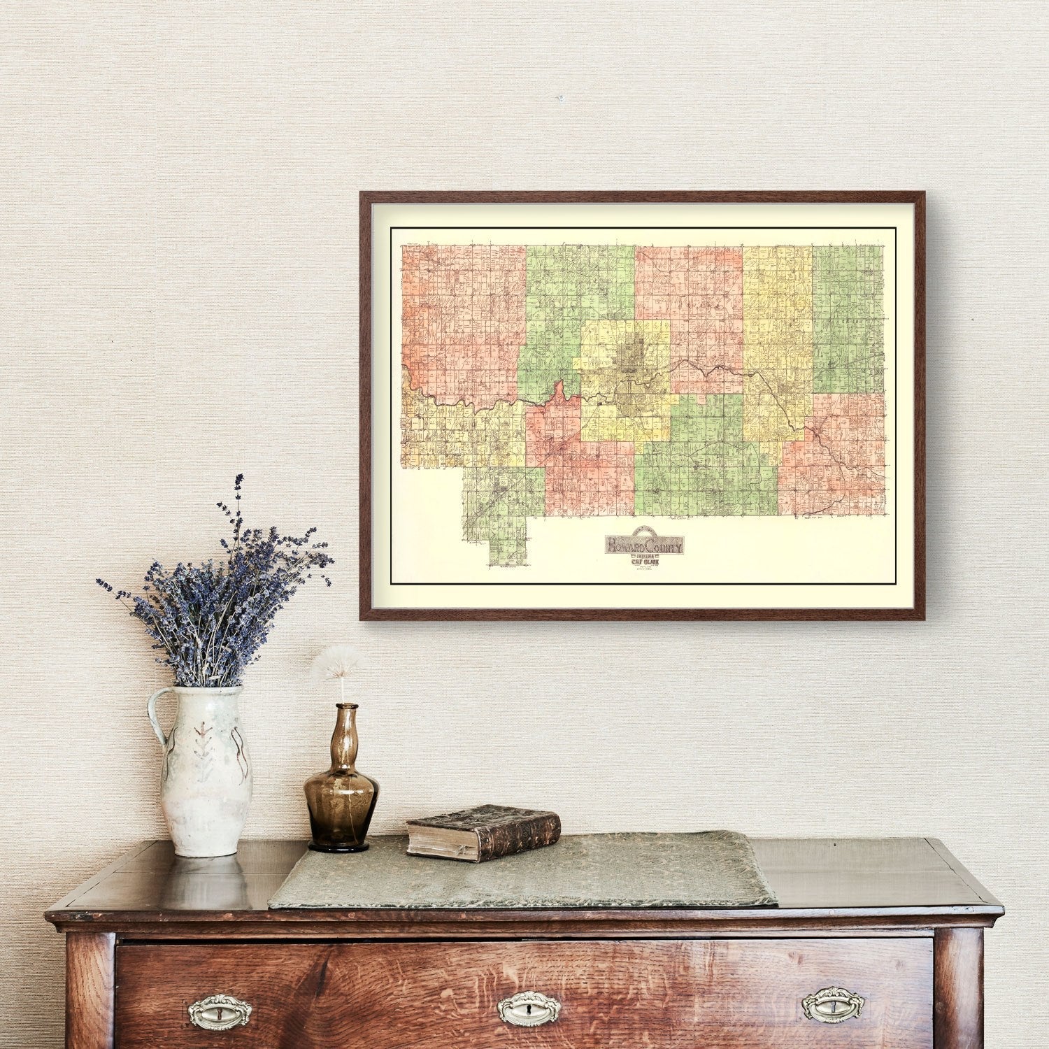 Vintage Map of Howard County, Indiana 1917