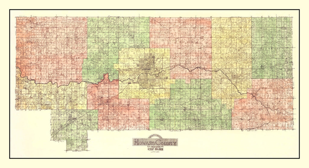 Vintage Map of Howard County, Indiana 1917