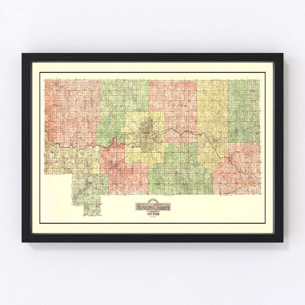 Vintage Map of Howard County, Indiana 1917