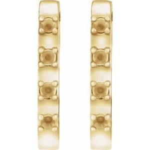 14K Yellow Gold 1.5 mm Round Accented 14 mm Hoop Earring Mounting – image 2