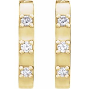 14K Yellow Gold .08 CTW Natural Diamond 11.5 mm Hoop Earrings – image 2