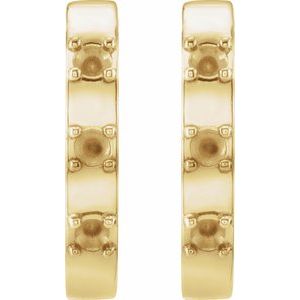 14K Yellow Gold 1.5 mm Round Accented 11.5 mm Hoop Earring Mounting – image 2