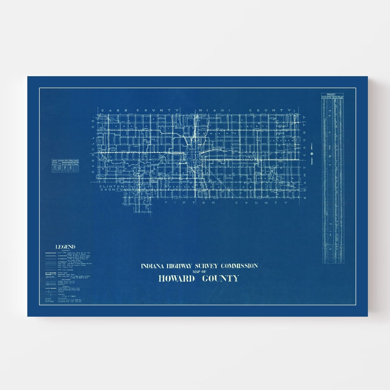 Vintage Map of Howard County, Indiana 1936