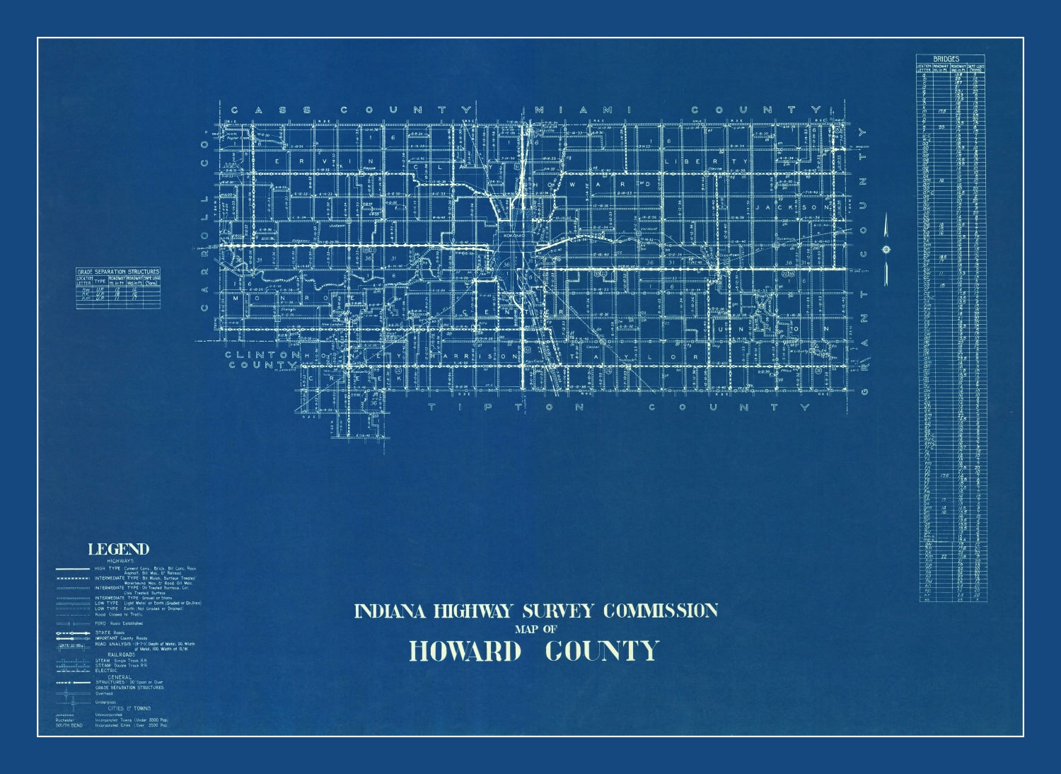 Vintage Map of Howard County, Indiana 1936