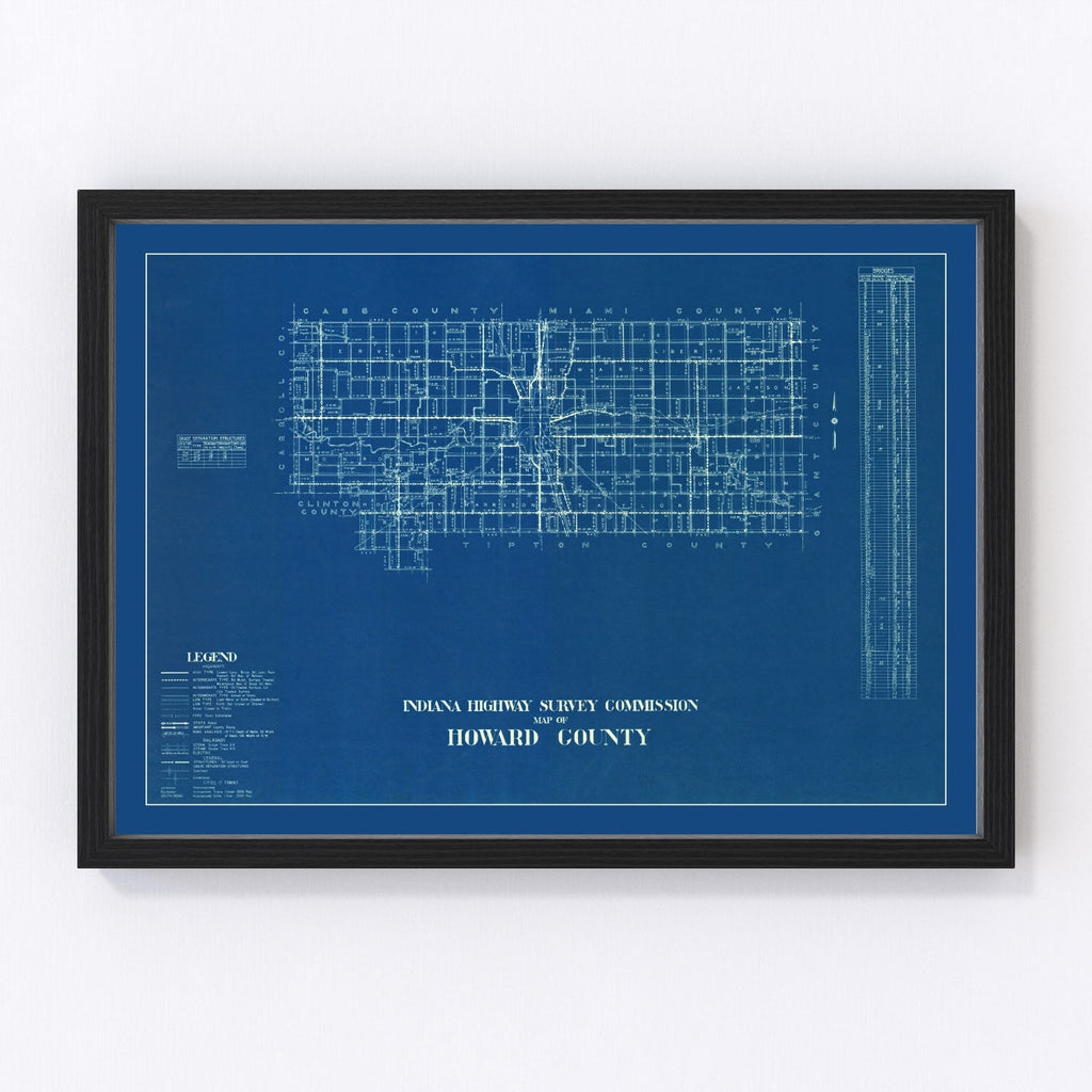 Vintage Map of Howard County, Indiana 1936