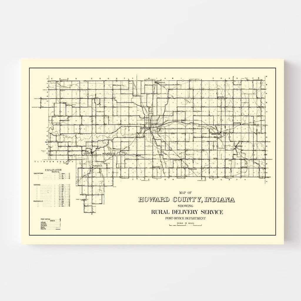 Vintage Map of Howard County, Indiana 1909