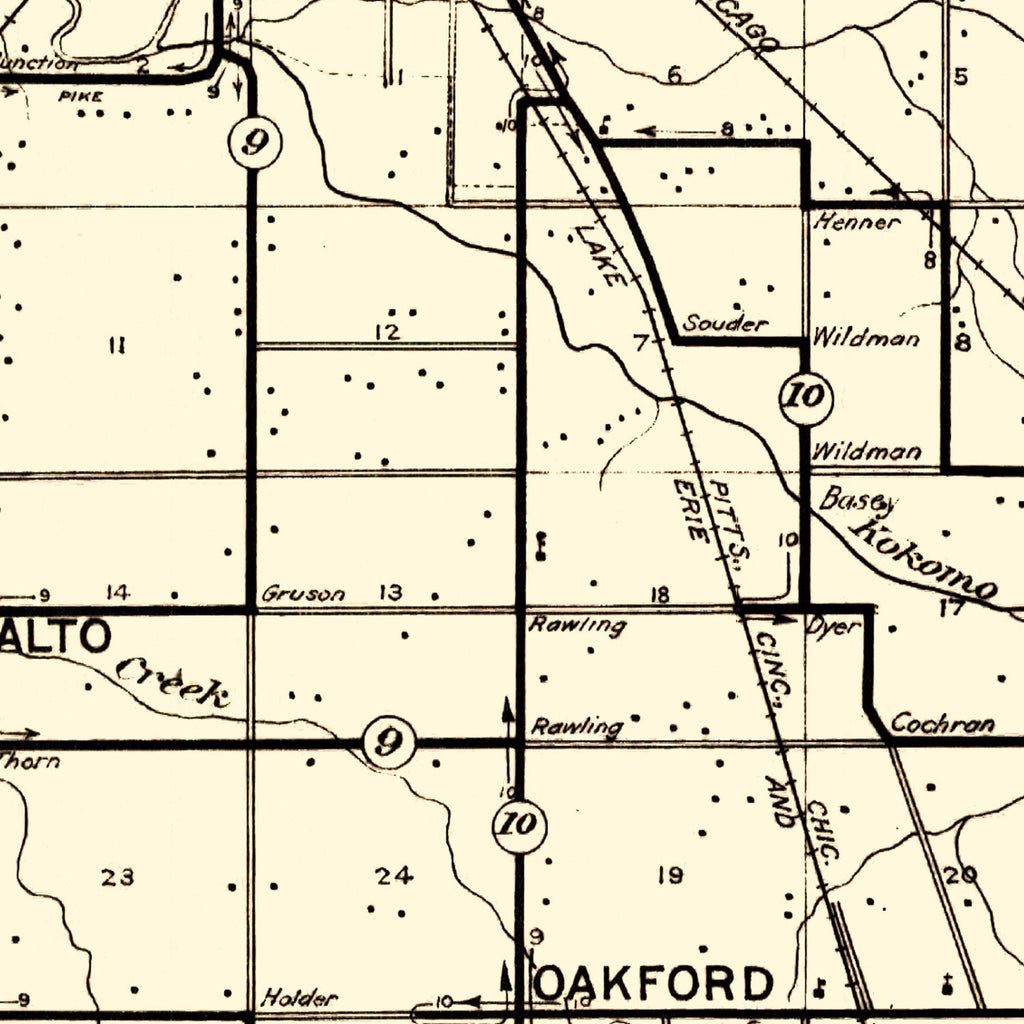 Vintage Map of Howard County, Indiana 1909