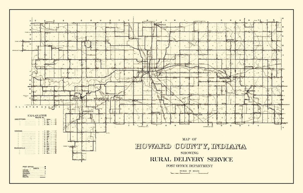 Vintage Map of Howard County, Indiana 1909