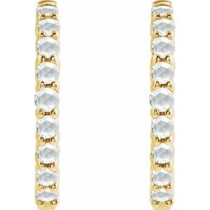 14K Yellow Gold 1/3 CTW Rose-Cut Natural Diamond Hinged 20 mm  Hoop Earrings