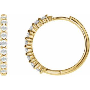 14K Yellow Gold 1/3 CTW Rose-Cut Natural Diamond Hinged 20 mm  Hoop Earrings