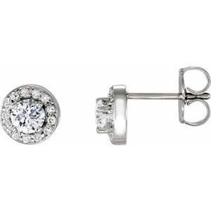 14K White Gold 3/8 CTW Natural Diamond Halo-Style Earrings