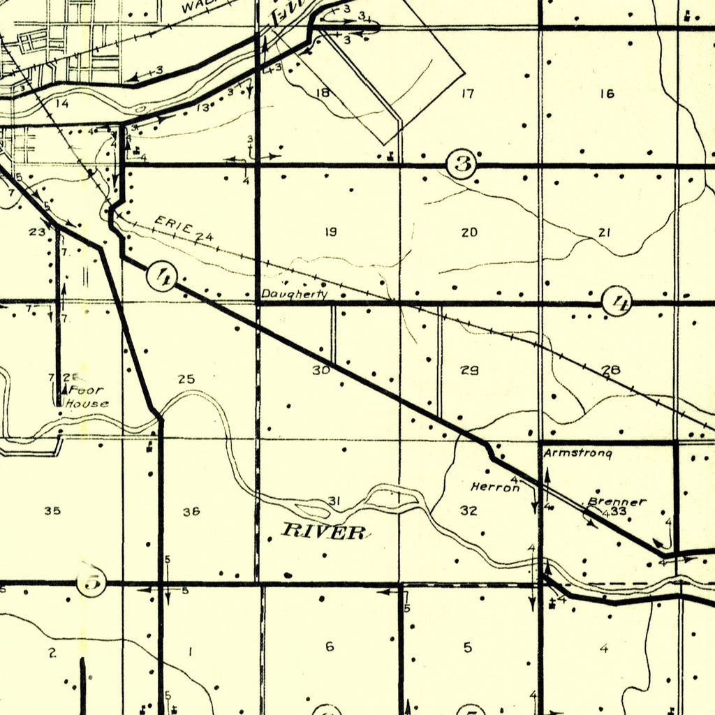 Vintage Map of Huntington County, Indiana 1910