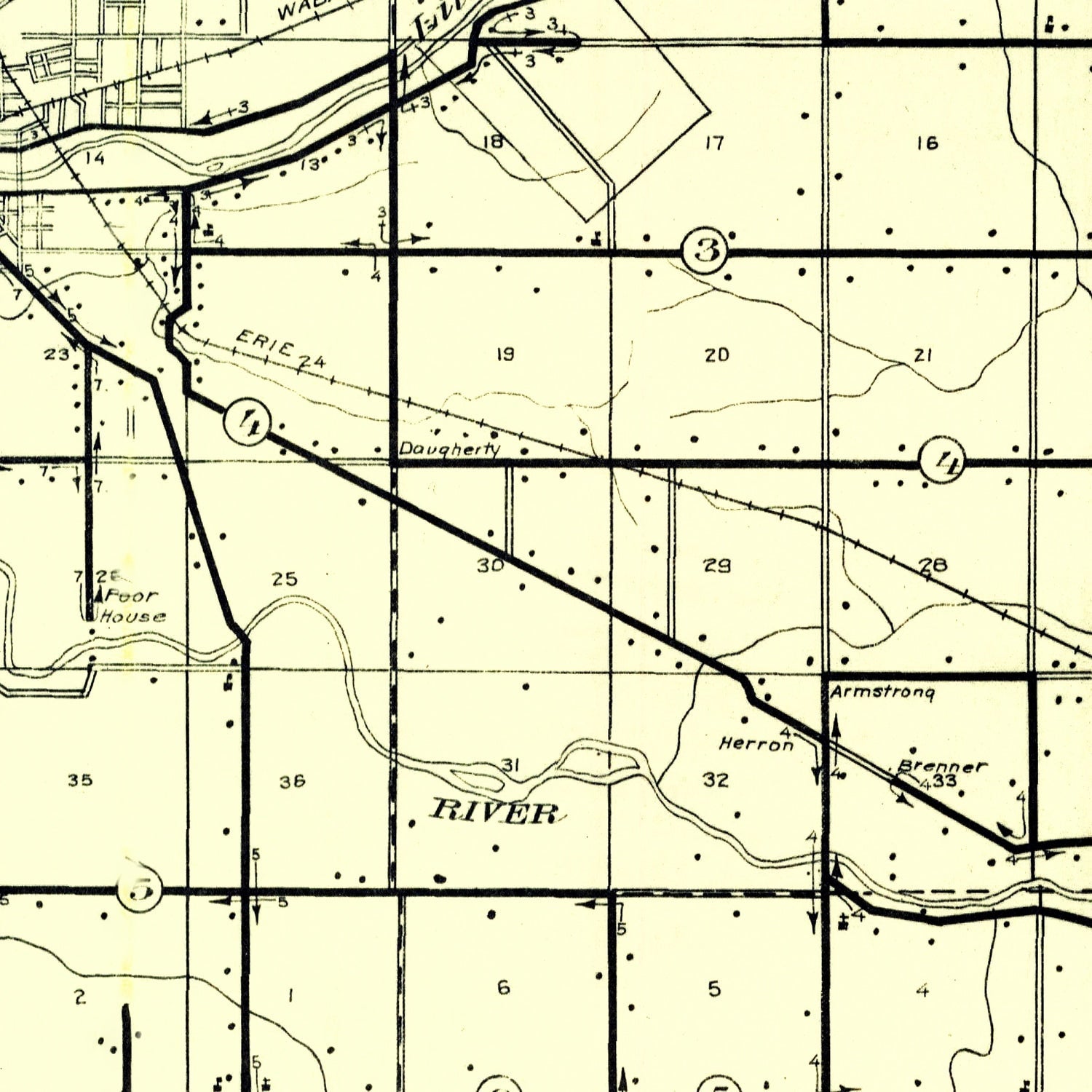 Vintage Map of Huntington County, Indiana 1910