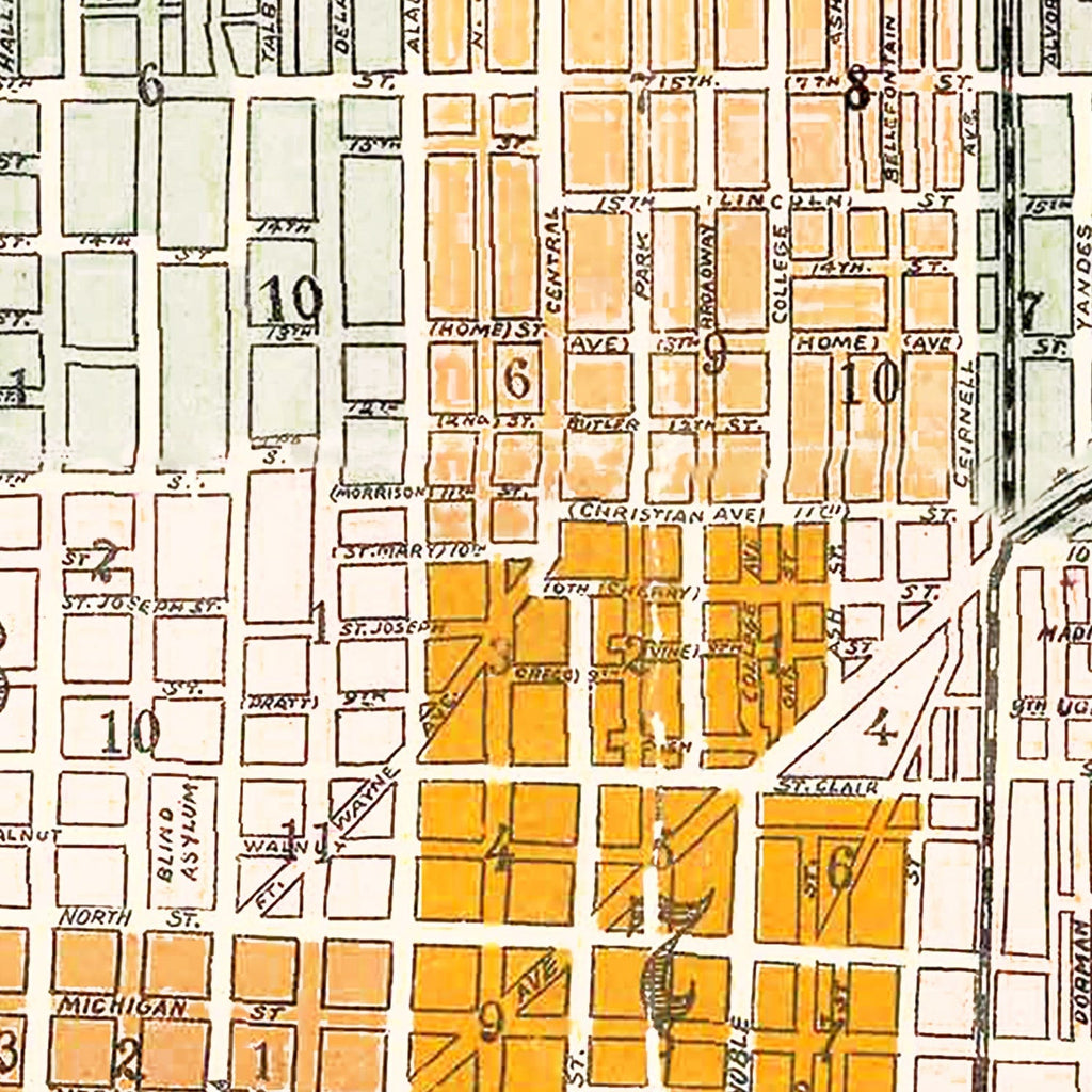 Vintage Map of Indianapolis, Indiana 1896
