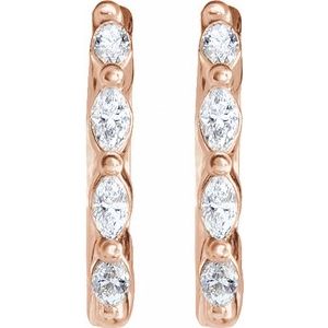 14K Rose Gold 1/6 CTW Natural Diamond 12 mm Hoop Earrings