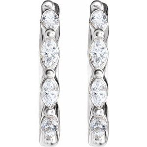 Sterling Silver 1/6 CTW Natural Diamond 12 mm Hoop Earrings – image 2