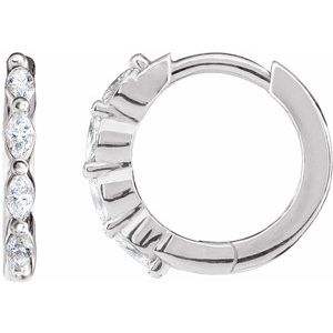 Sterling Silver 1/6 CTW Natural Diamond 12 mm Hoop Earrings