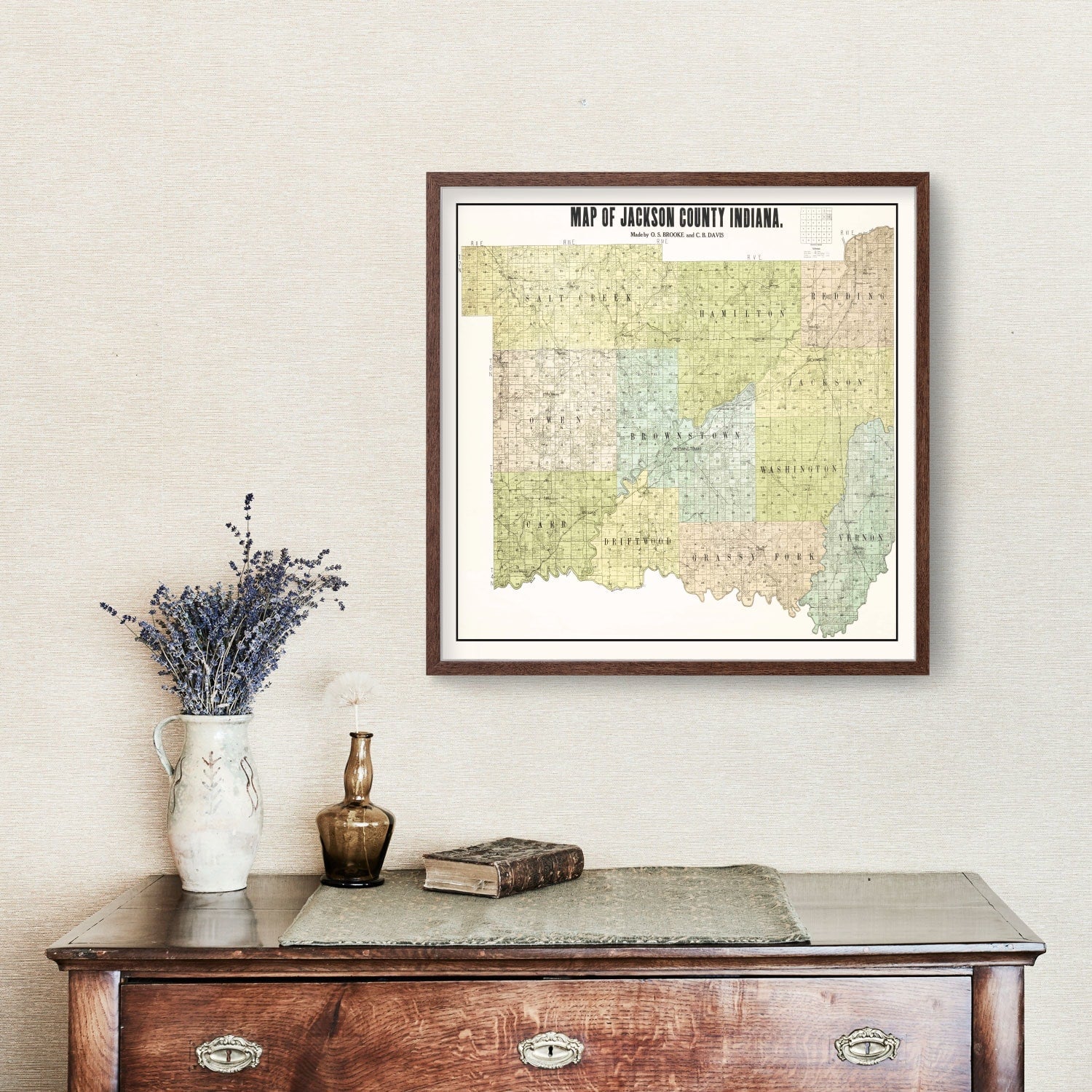 Vintage Map of Jackson County, Indiana 1917