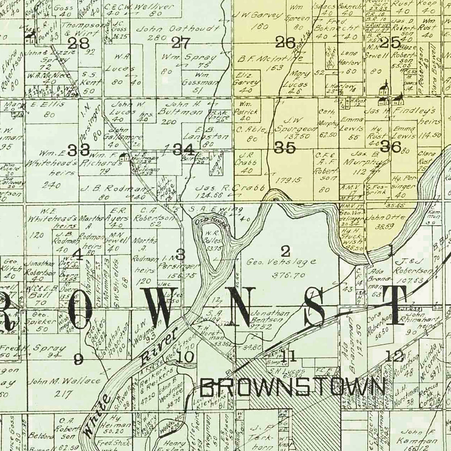 Vintage Map of Jackson County, Indiana 1917