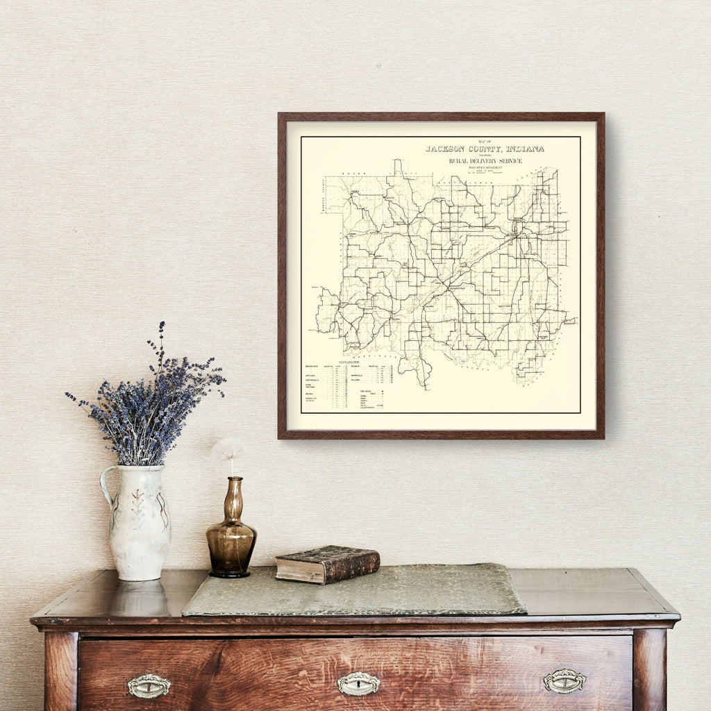 Vintage Map of Jackson County, Indiana 1910