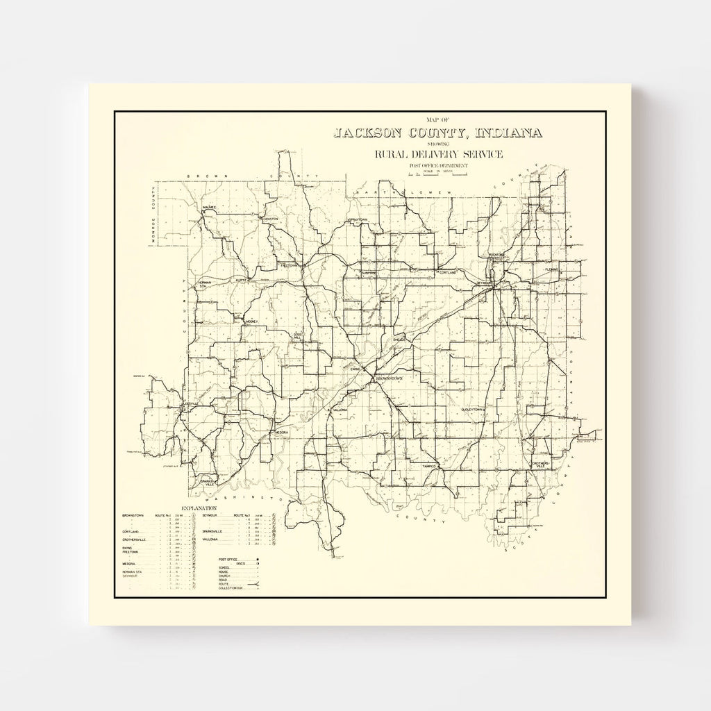Vintage Map of Jackson County, Indiana 1910