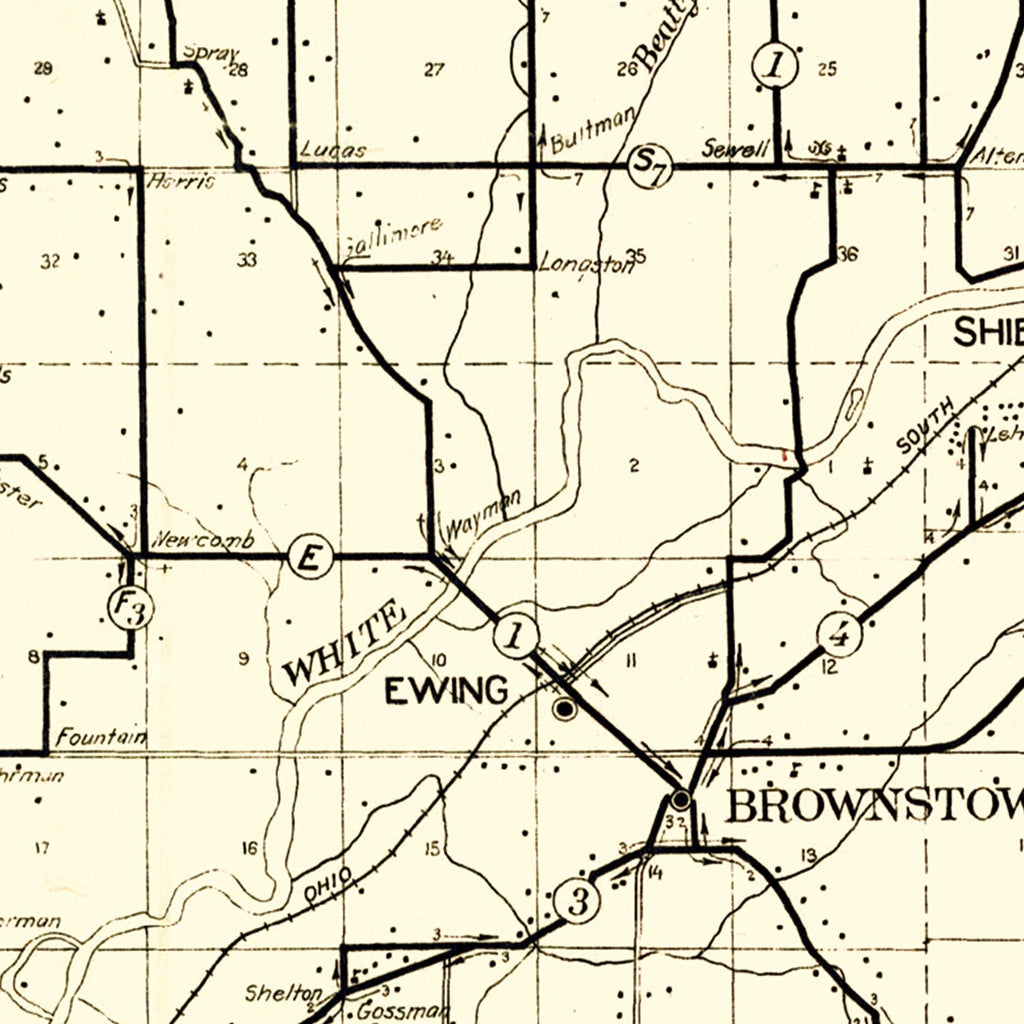Vintage Map of Jackson County, Indiana 1910