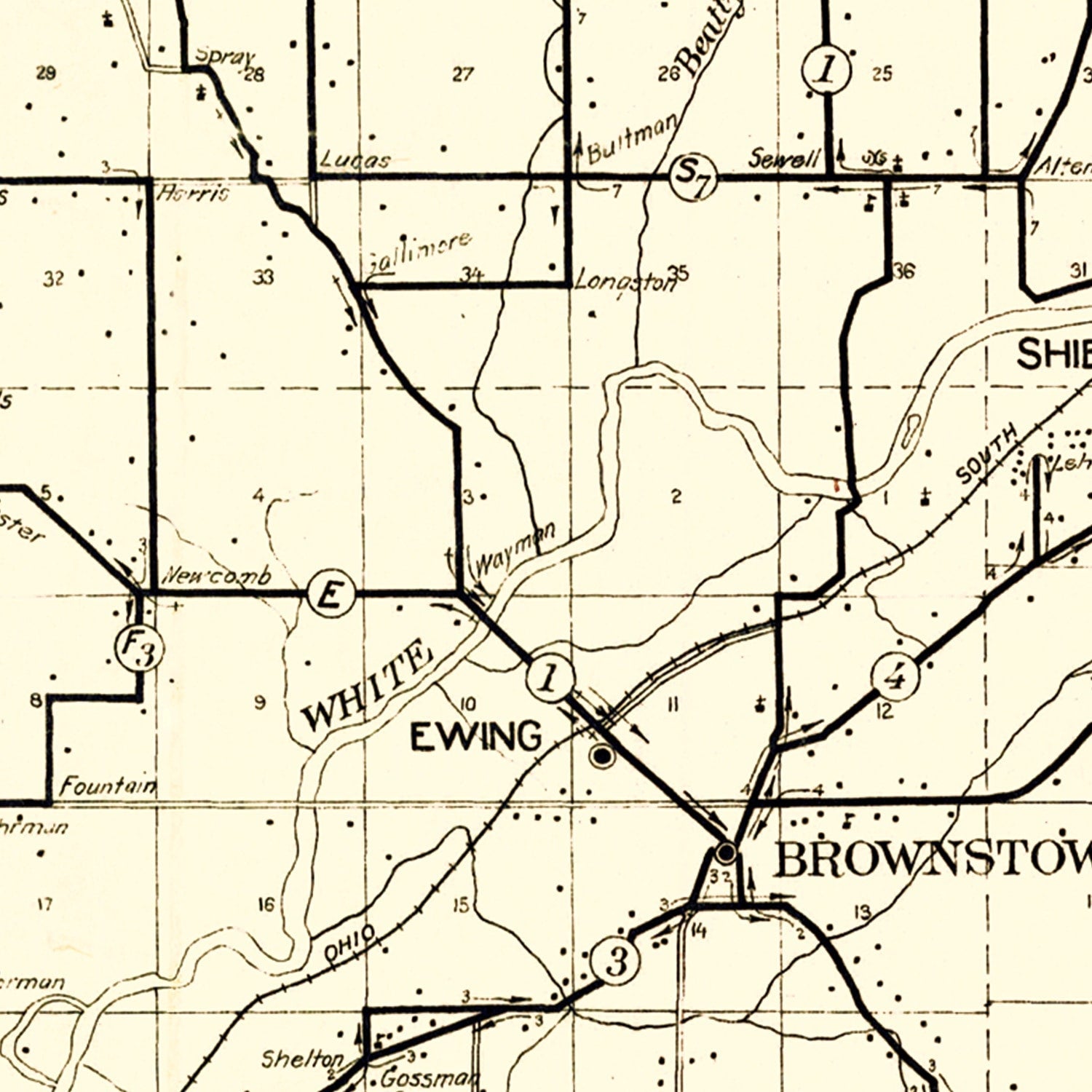 Vintage Map of Jackson County, Indiana 1910