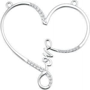 10K White Gold Accented Infinity-Inspired Love Heart Necklace Center