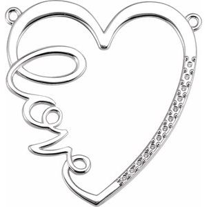 10K White Gold Accented Love Heart Necklace Center