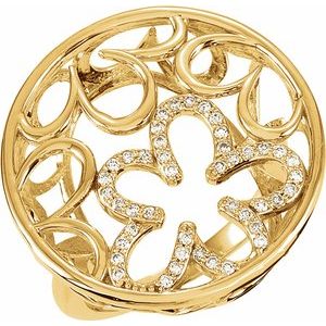 14K Yellow Gold 1/5 CTW Natural Diamond Floral Ring