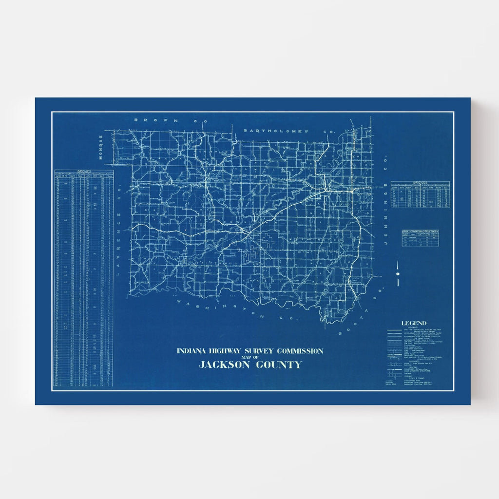 Vintage Map of Jackson County, Indiana 1936
