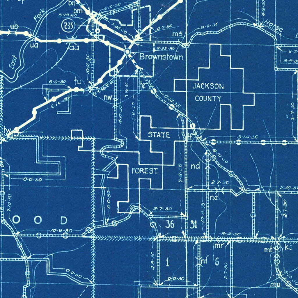 Vintage Map of Jackson County, Indiana 1936