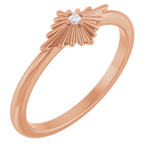 14K Rose Gold .015 CT Natural Diamond Star Ring