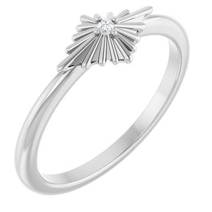 14K White Gold .015 CT Natural Diamond Star Ring