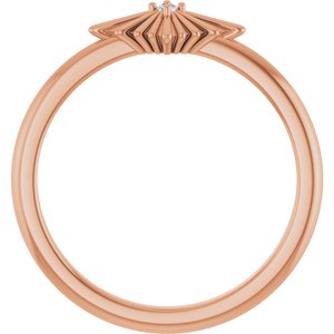14K Rose Gold .015 CT Natural Diamond Star Ring