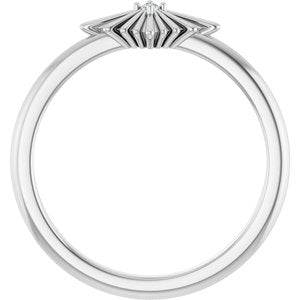 Sterling Silver .015 CT Natural Diamond Star Ring