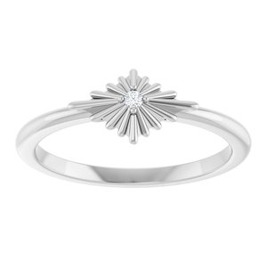 Sterling Silver .015 CT Natural Diamond Star Ring
