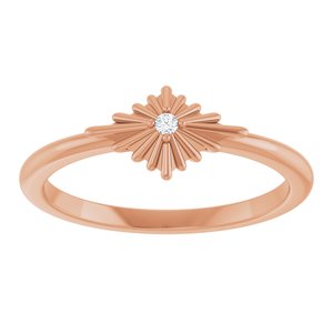 14K Rose Gold .015 CT Natural Diamond Star Ring