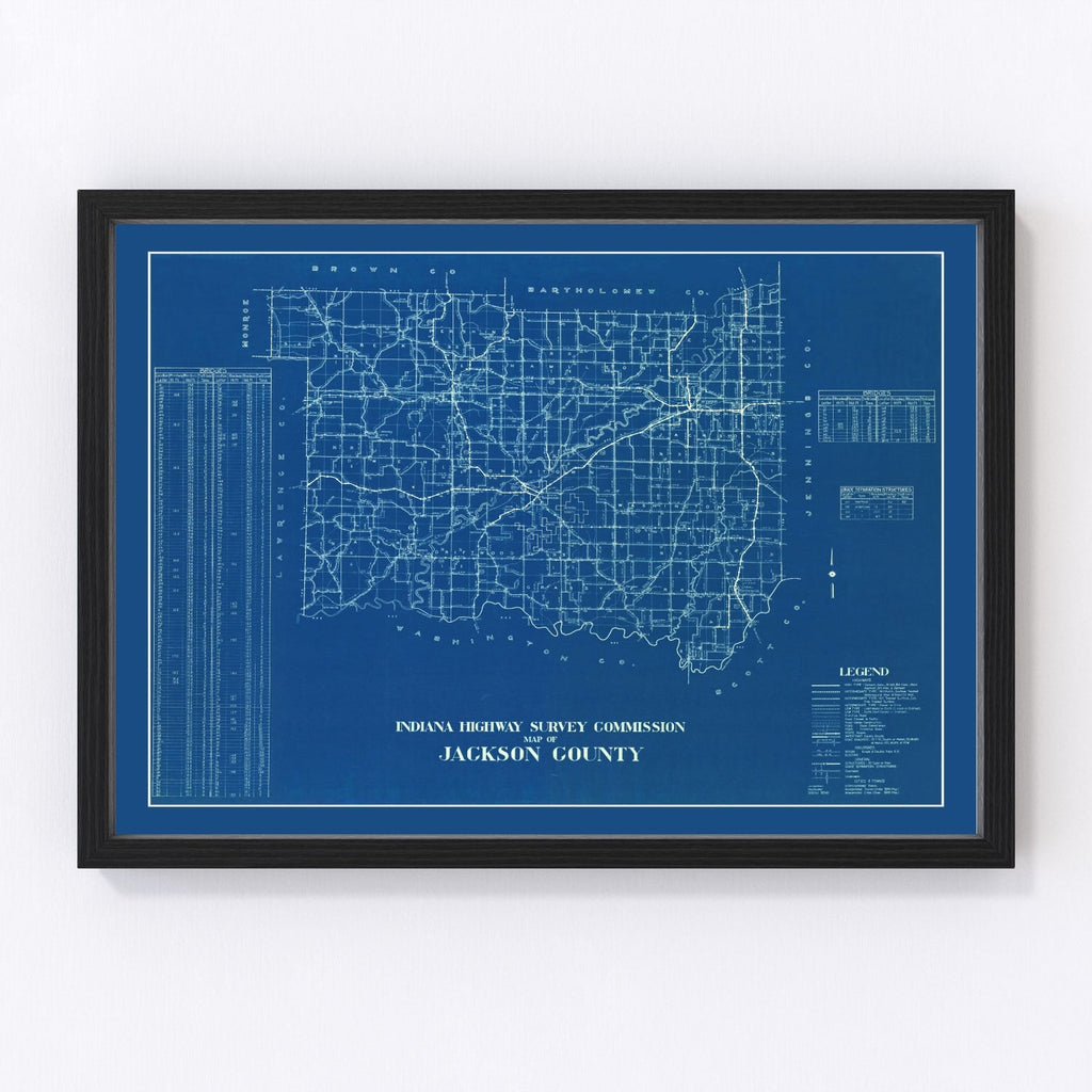 Vintage Map of Jackson County, Indiana 1936