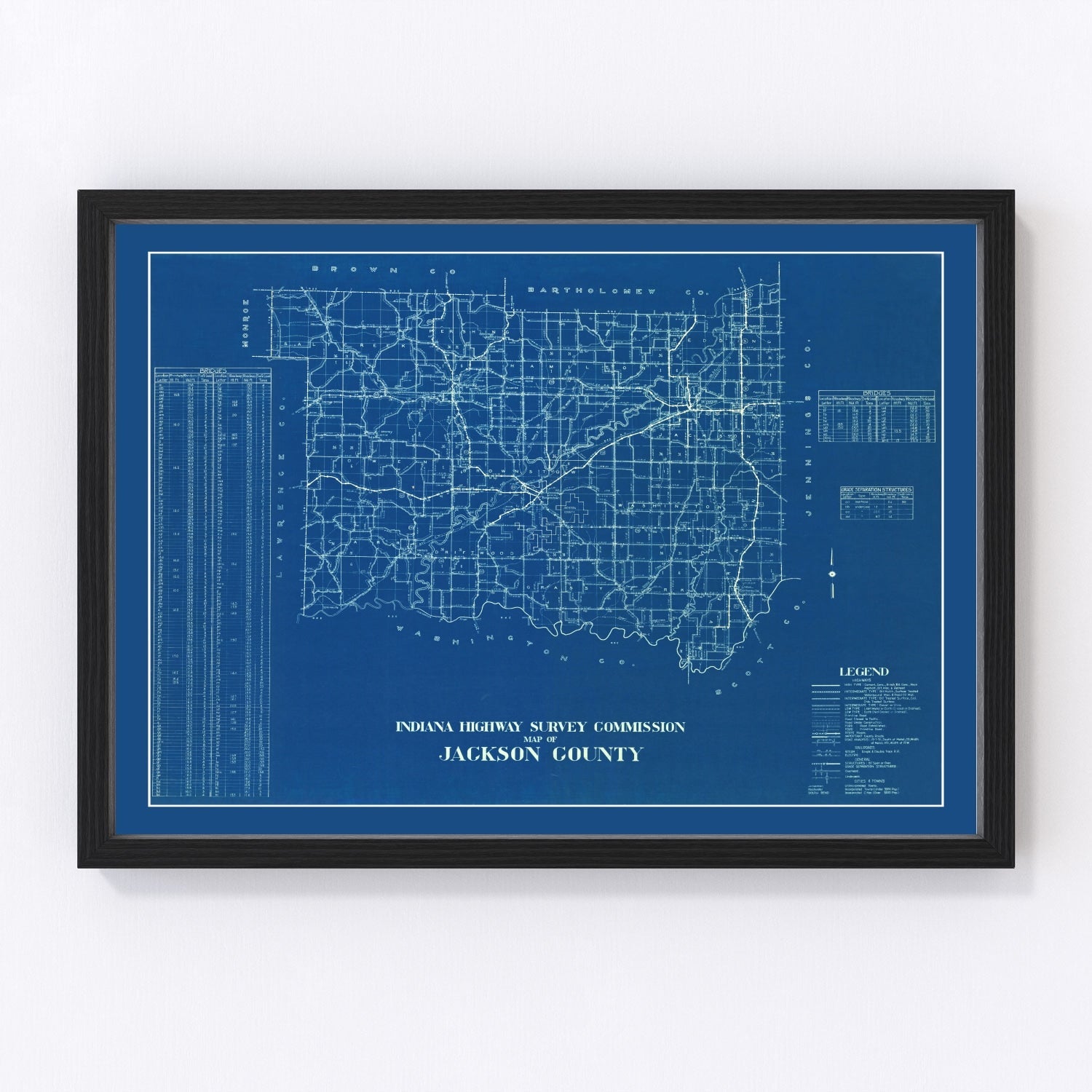 Vintage Map of Jackson County, Indiana 1936