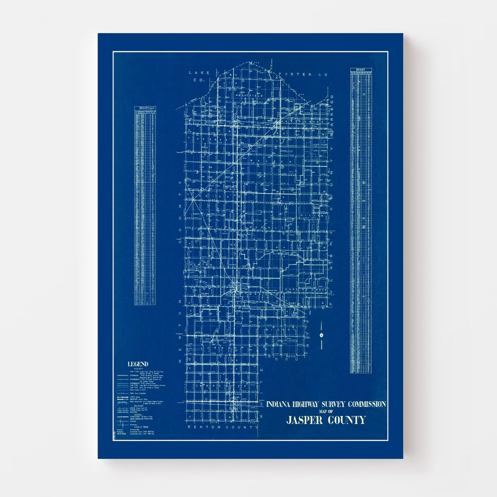 Vintage Map of Jasper County, Indiana 1936