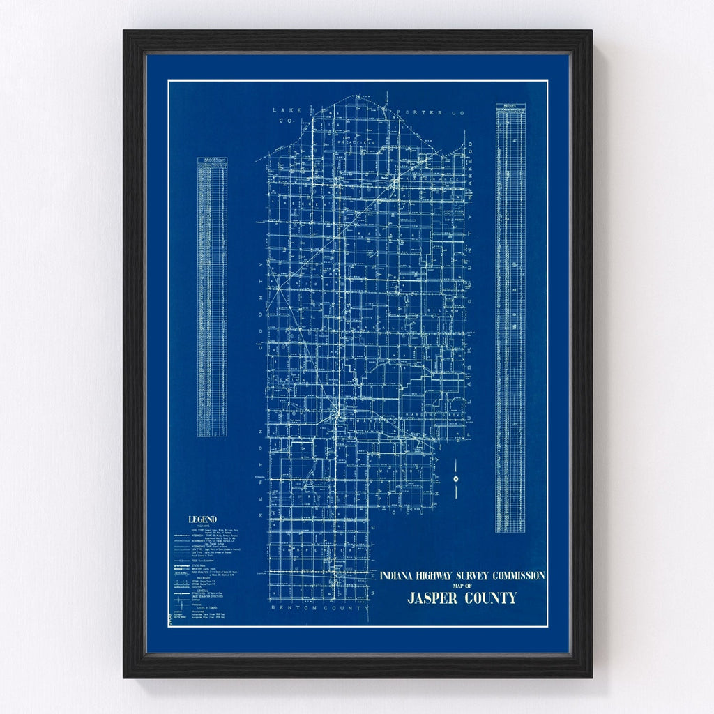 Vintage Map of Jasper County, Indiana 1936