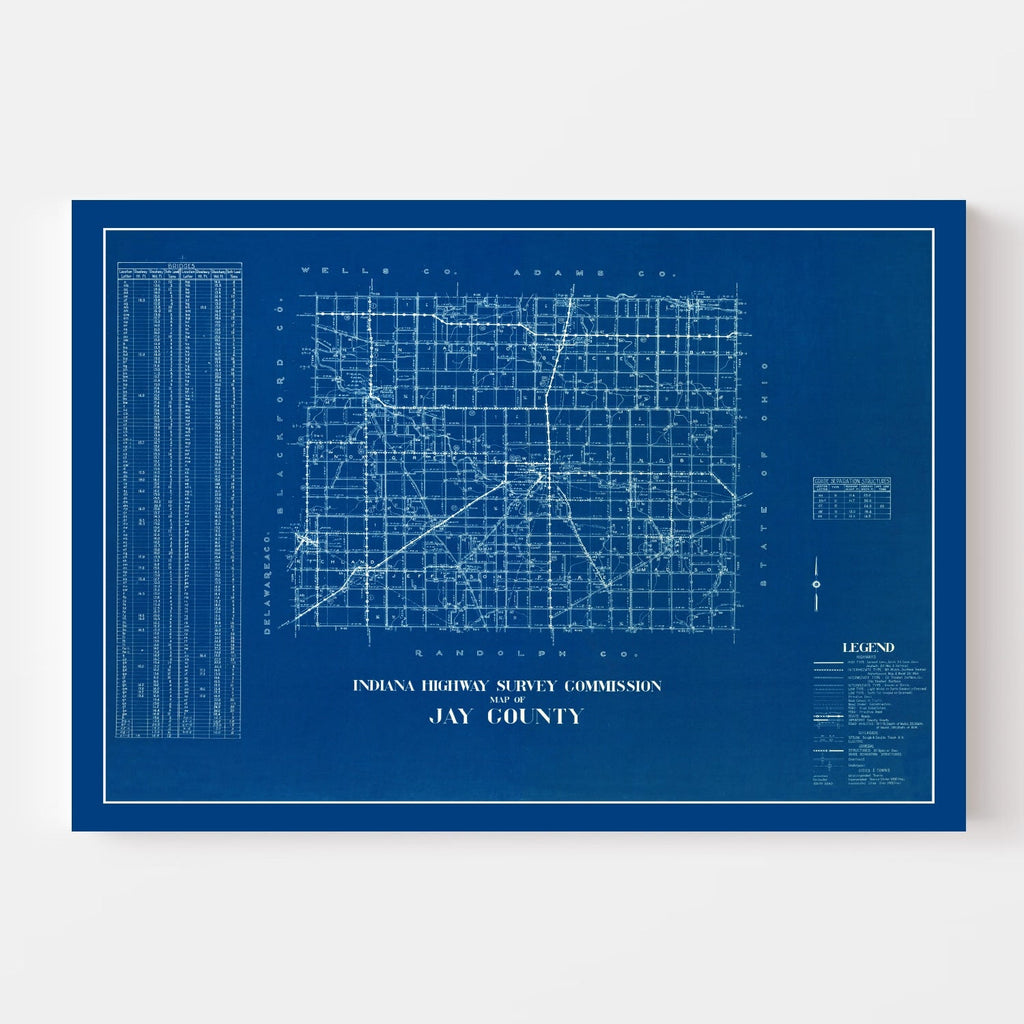 Vintage Map of Jay County, Indiana 1936