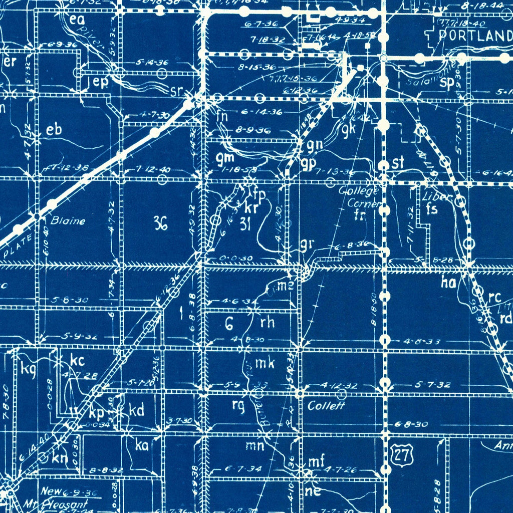 Vintage Map of Jay County, Indiana 1936