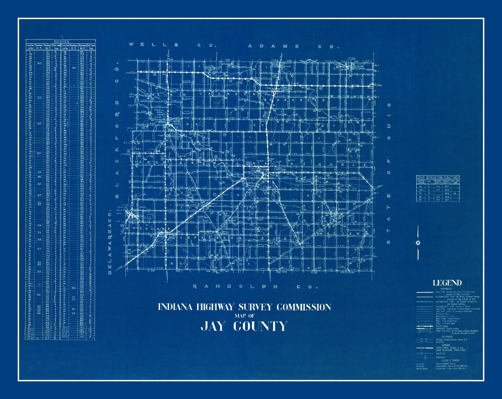 Vintage Map of Jay County, Indiana 1936