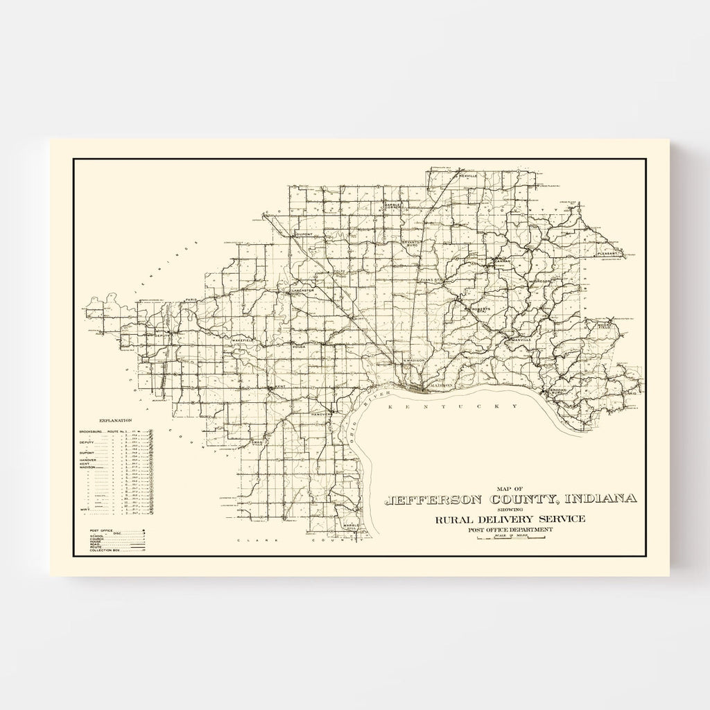 Vintage Map of Jefferson County, Indiana 1911