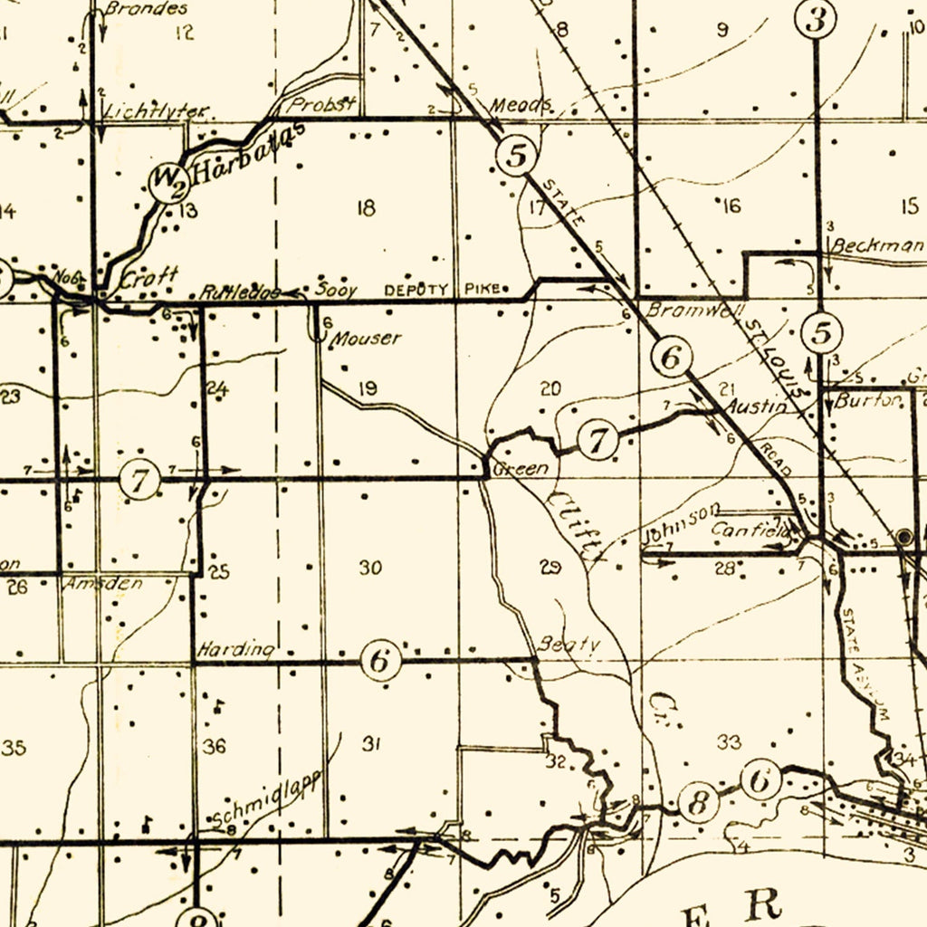 Vintage Map of Jefferson County, Indiana 1911