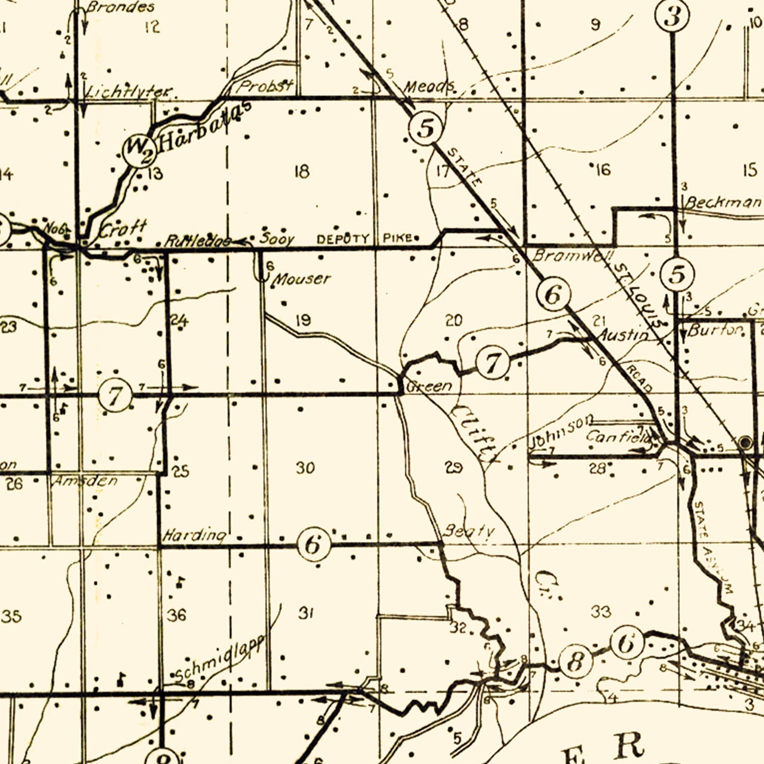 Vintage Map of Jefferson County, Indiana 1911